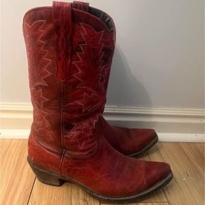 Allen’s Boots Red Leather Cowboy Boots